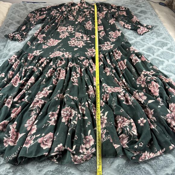 Free People Dress Womens XS Boho Maxi Long Sleeve Tiered Ruffle Floral - Picture 2 of 11